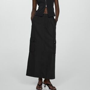 MANGO Cargo Maxi Skirt, Size 6, Color Black